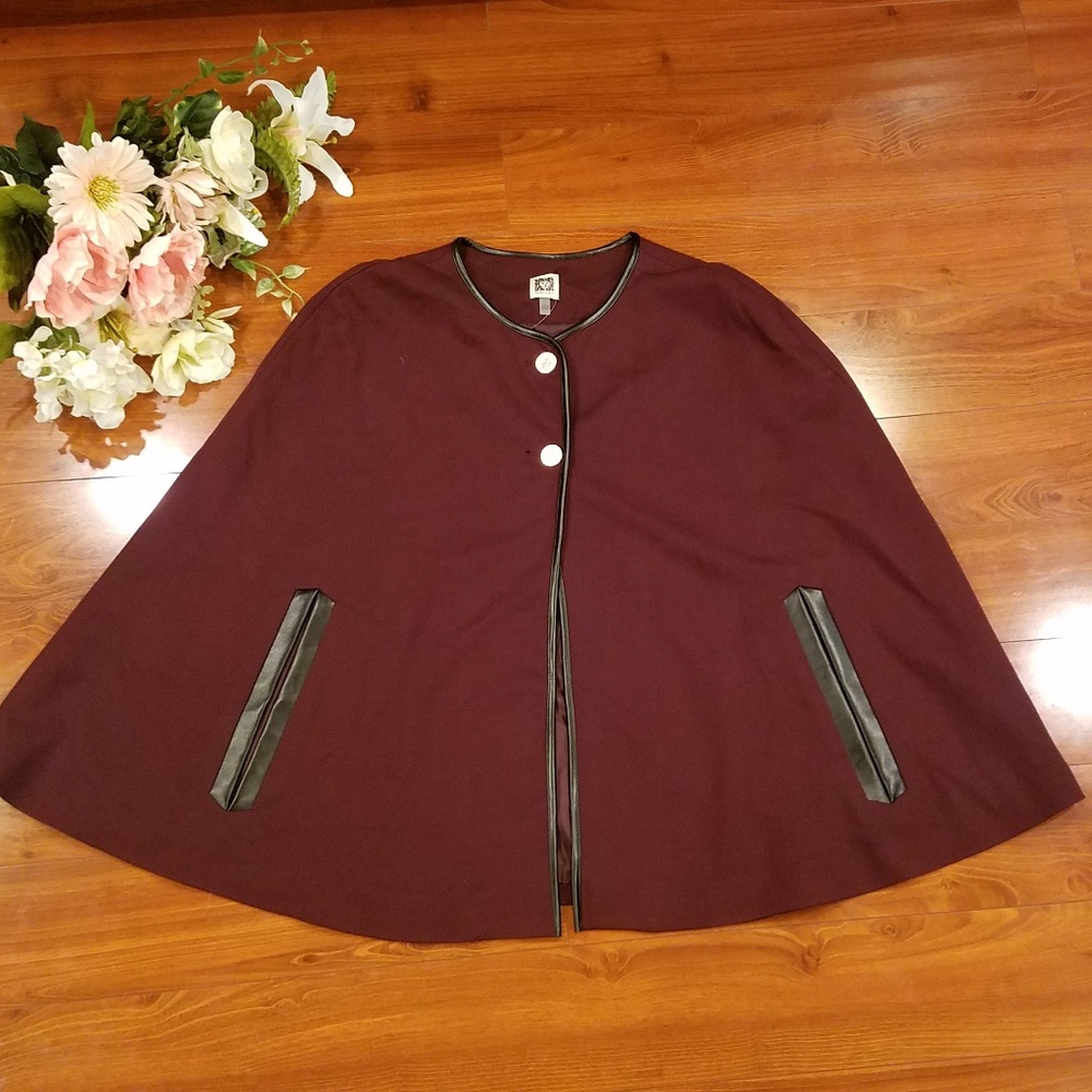 Anne Klein Burgandy Cape Large - Picture 2 of 8